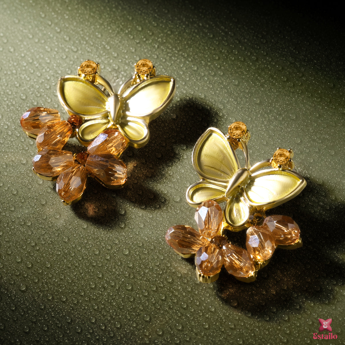 Gilded Crystal Butterfly Earring