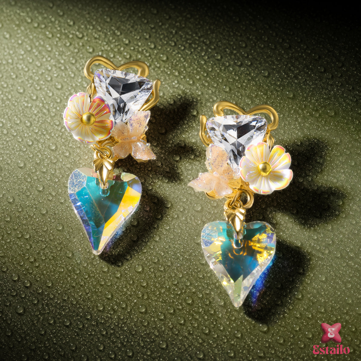 Iridescent Petal Prism Earring