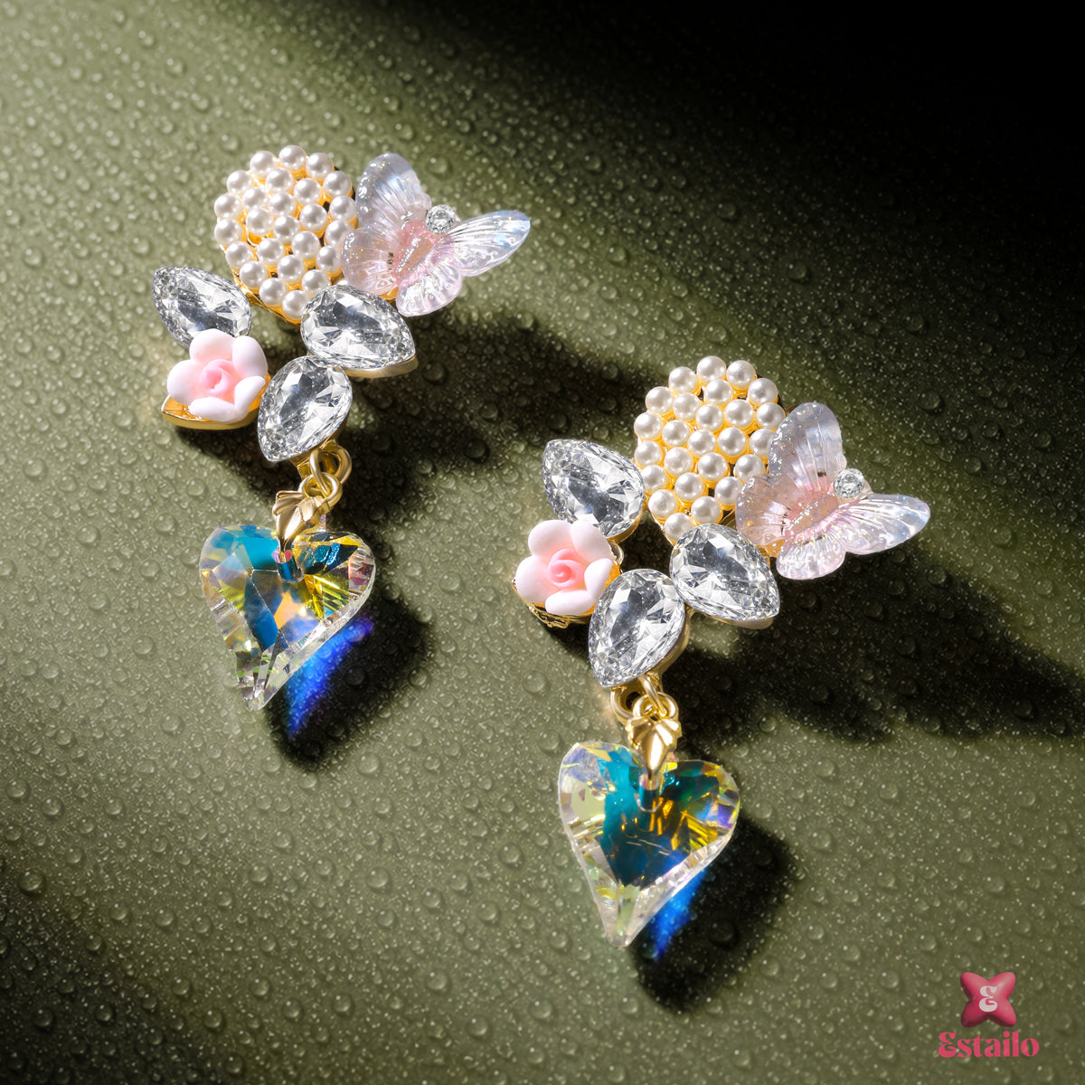 Heart Butterfly Drops Earring