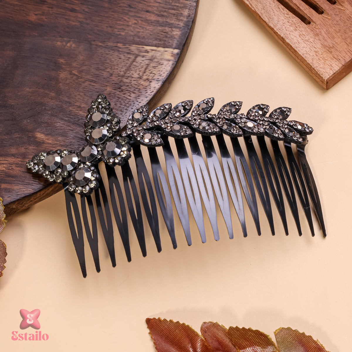 Midnight Butterfly Leaf Comb
