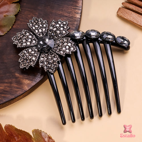 Onyx Petal Hair Comb