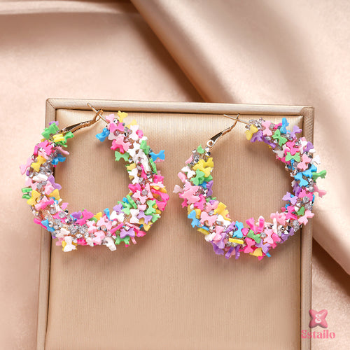 Rainbow Butterfly Hoops Earrings
