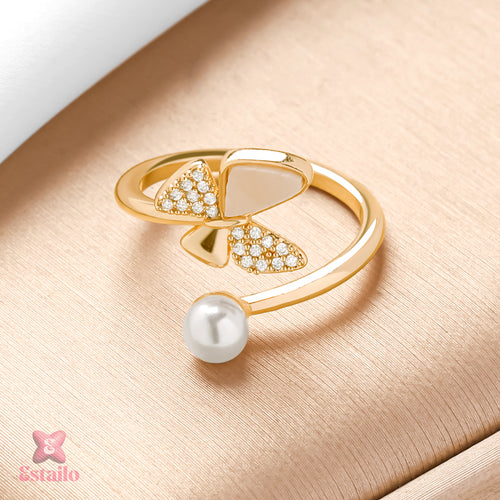 Gilded Butterfly Pearl Ring