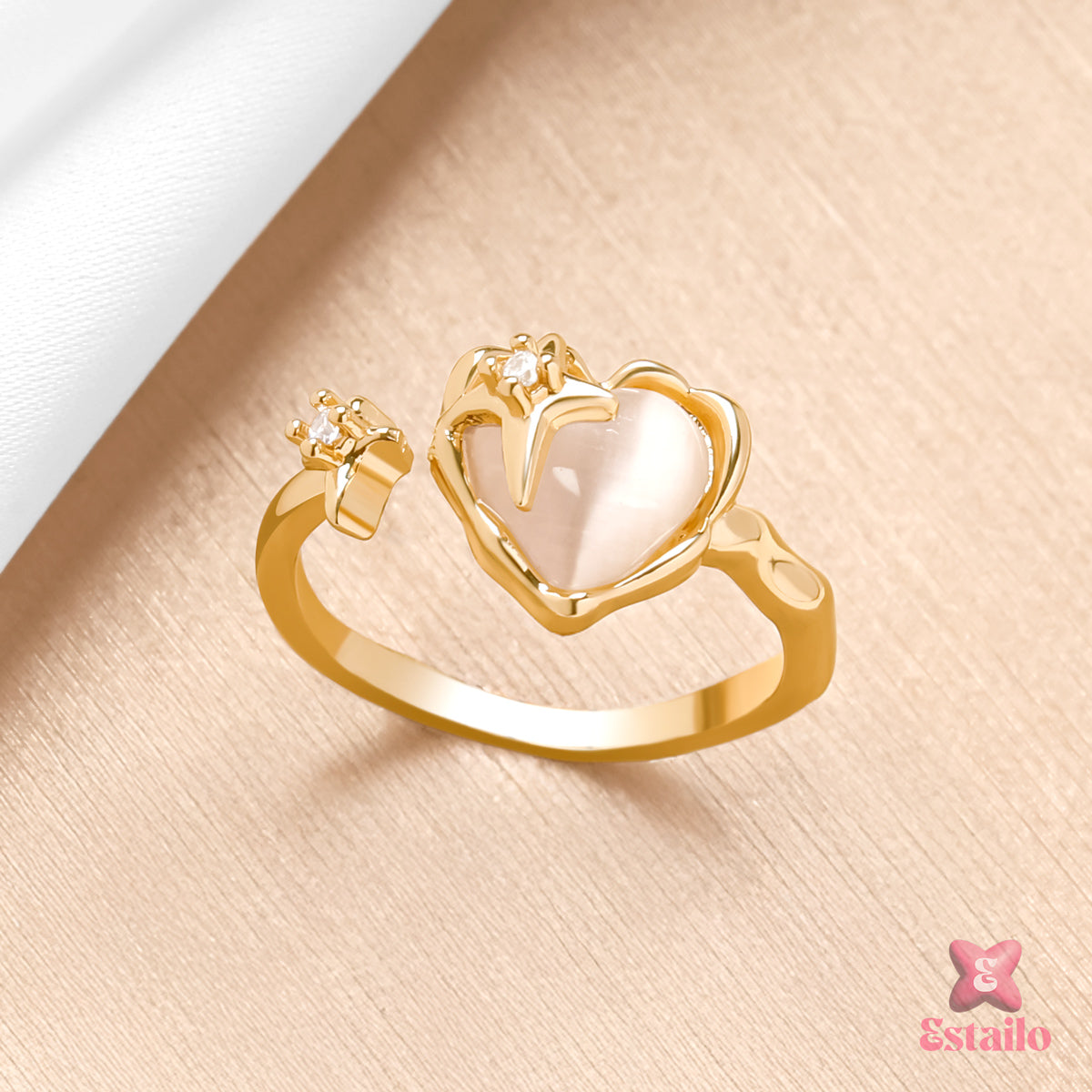 Moonlit Heart Ring