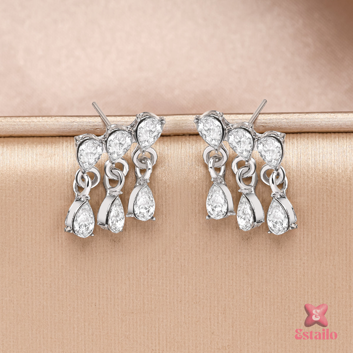 Crystal Pear Chandelier Earrings