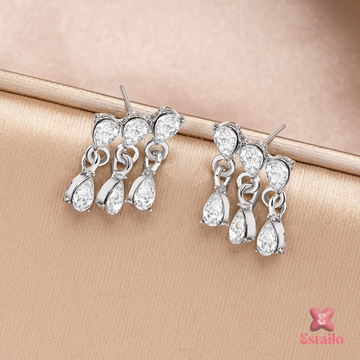 Crystal Pear Chandelier Earrings