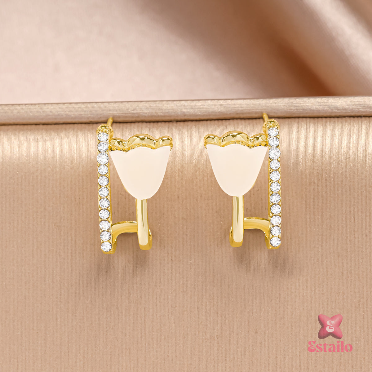 Gilded Tulip Sparkle Hoops Earrings