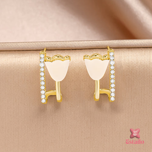 Gilded Tulip Sparkle Hoops Earrings