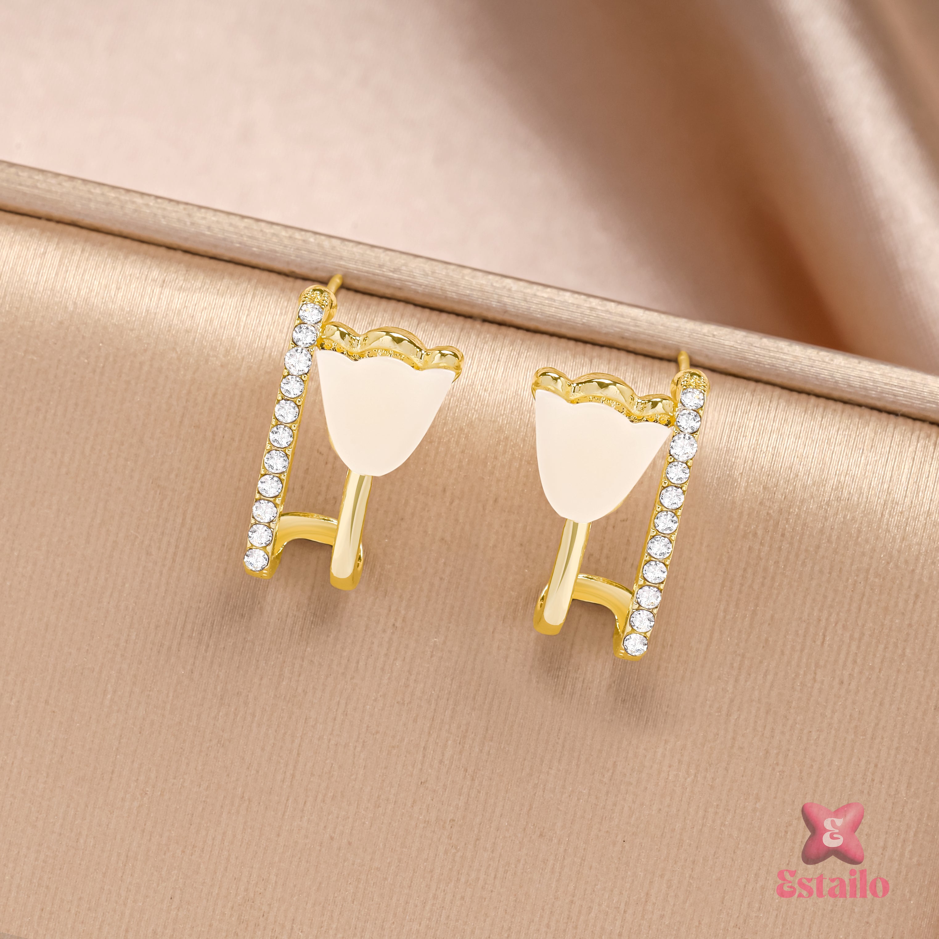 Gilded Tulip Sparkle Hoops Earrings