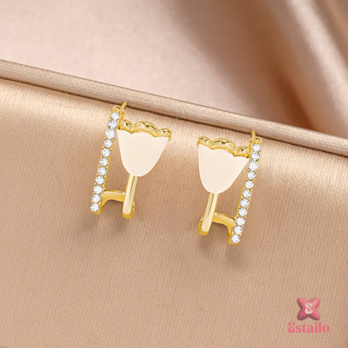 Gilded Tulip Sparkle Hoops Earrings