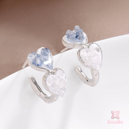 Crystal Heart Huggies Earrings