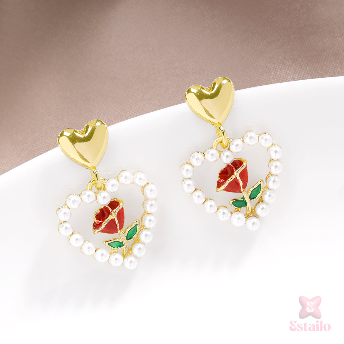 Heart's Desire Rose Earrings