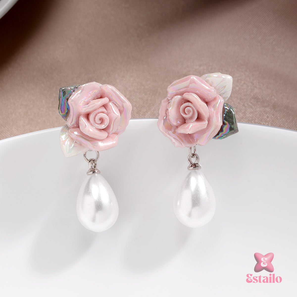 Enchanted Rose Pearl Drops Earrings
