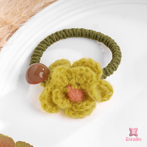 Olive Flower Scrunchie