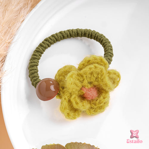 Olive Flower Scrunchie