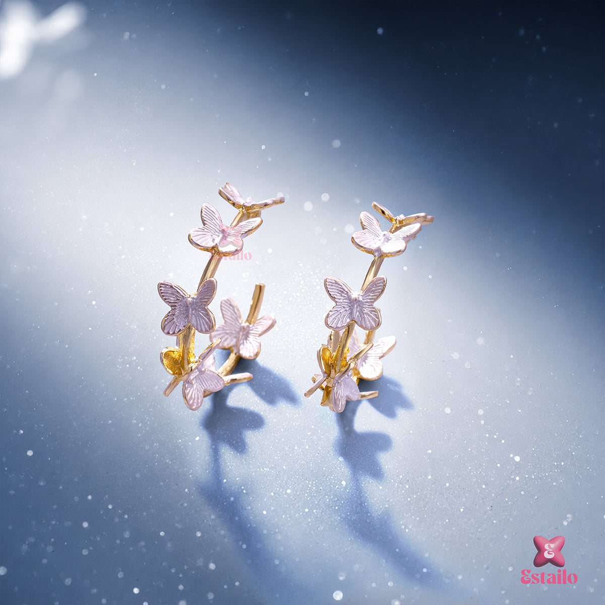 Orchid Winged Hoops Earring