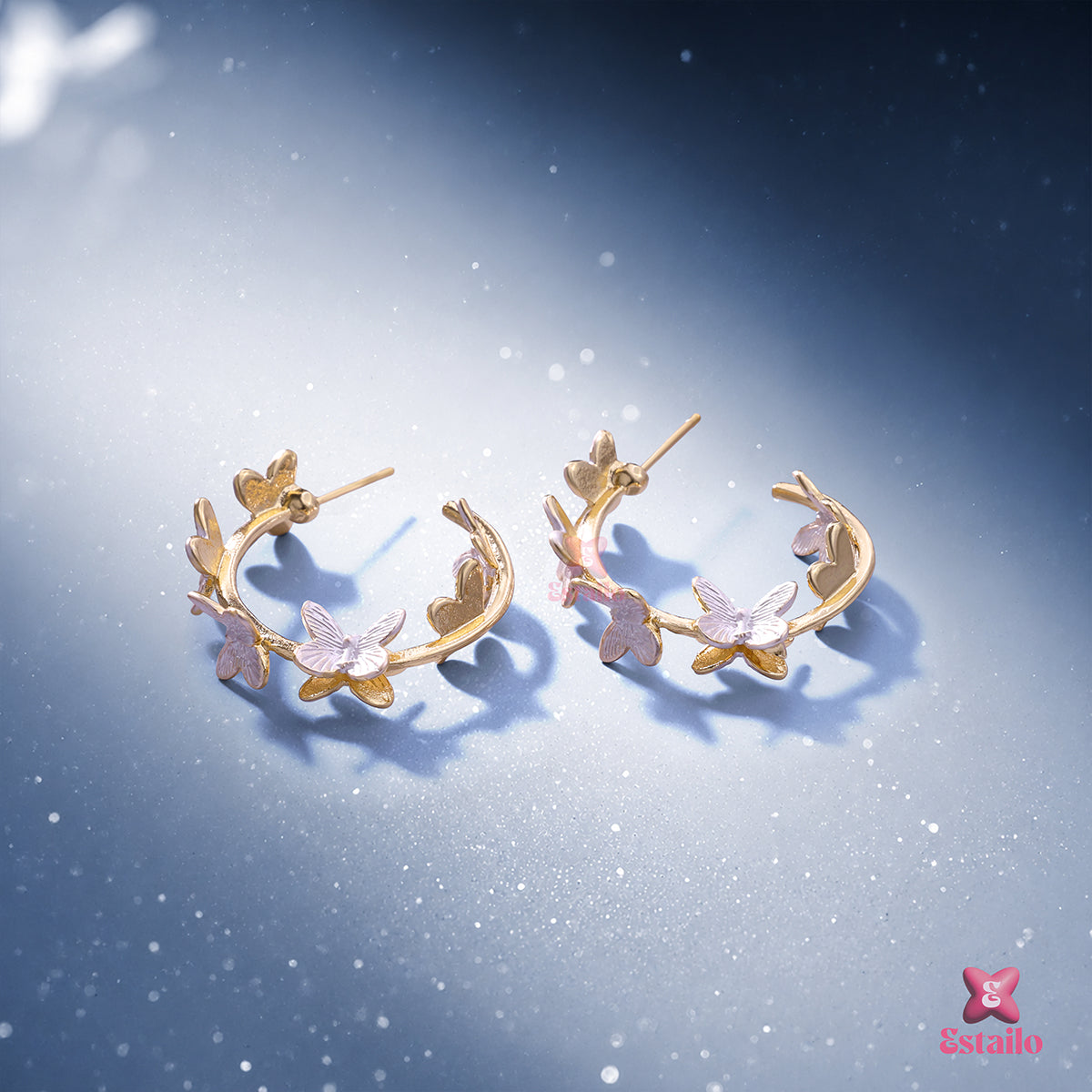 Orchid Winged Hoops Earring