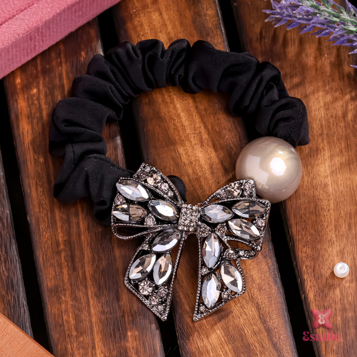 Sparkling Rhinestone Bow Hair Tie