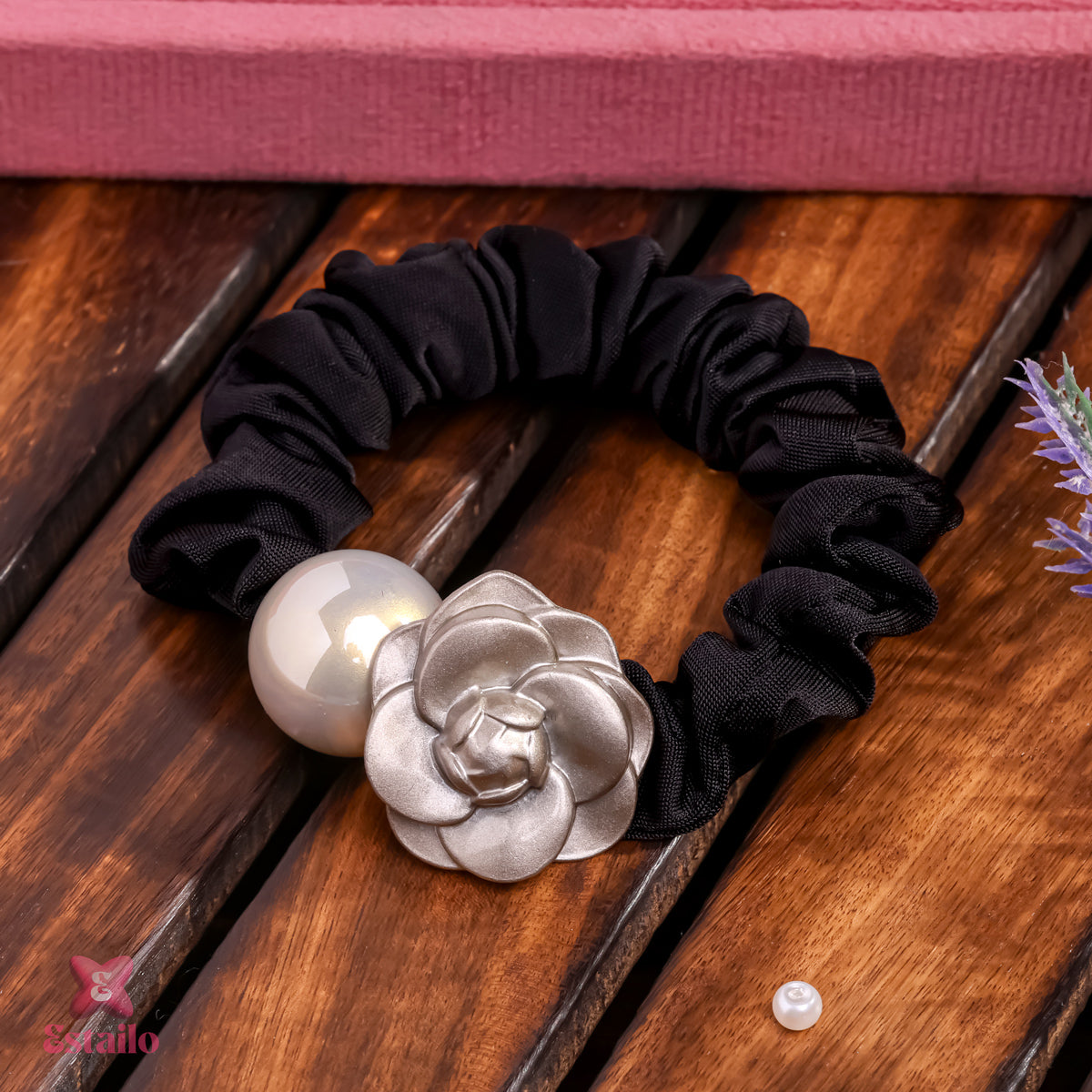 Black Rose Ponytail Hair Tie