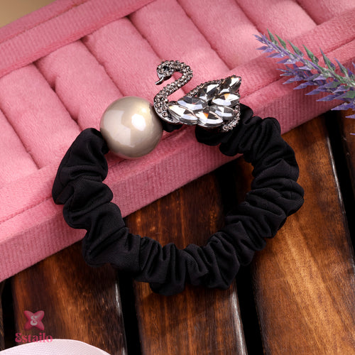 Rhinestone Swan Hair Tie