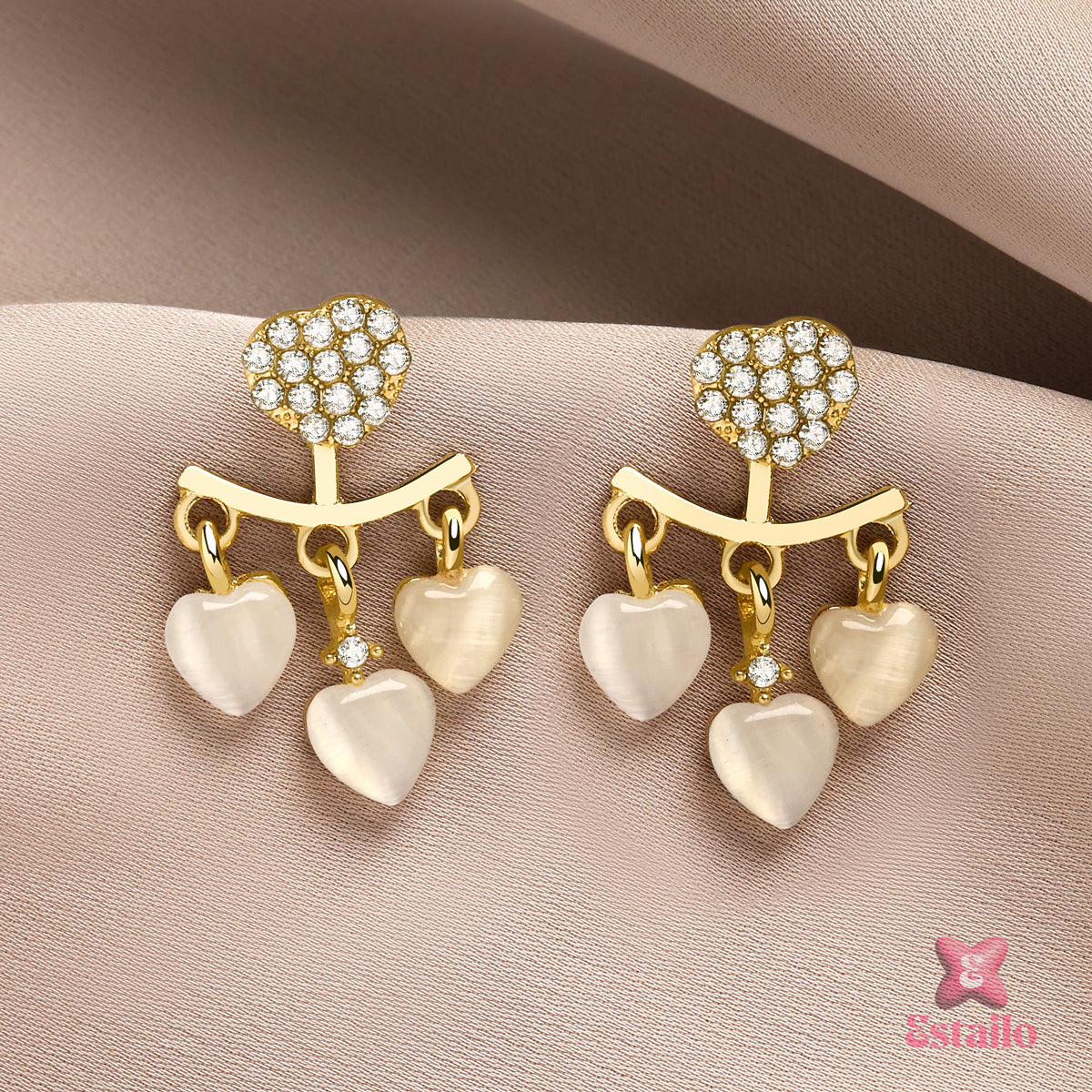 Triple Heart Drops Earrings