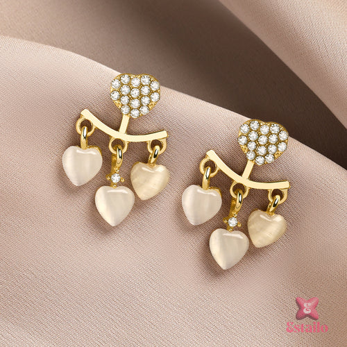 Triple Heart Drops Earrings