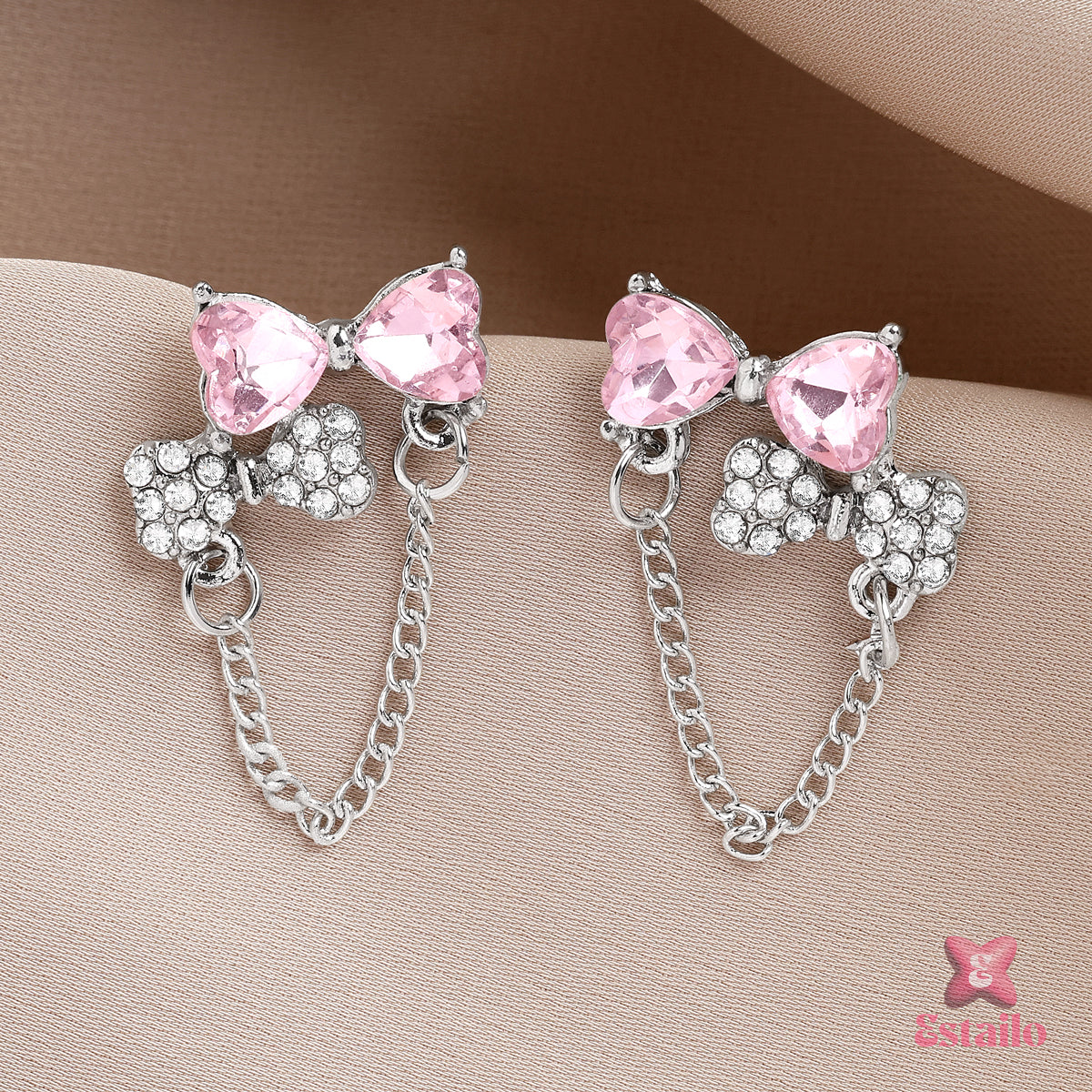 Ballet Pink Bow Dangles Earrings