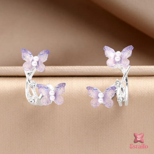 Dreamy Violet Butterfly Cuffs Earrings