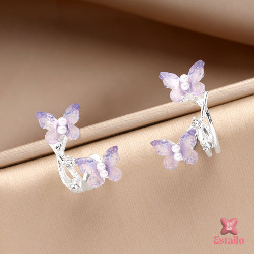 Dreamy Violet Butterfly Cuffs Earrings