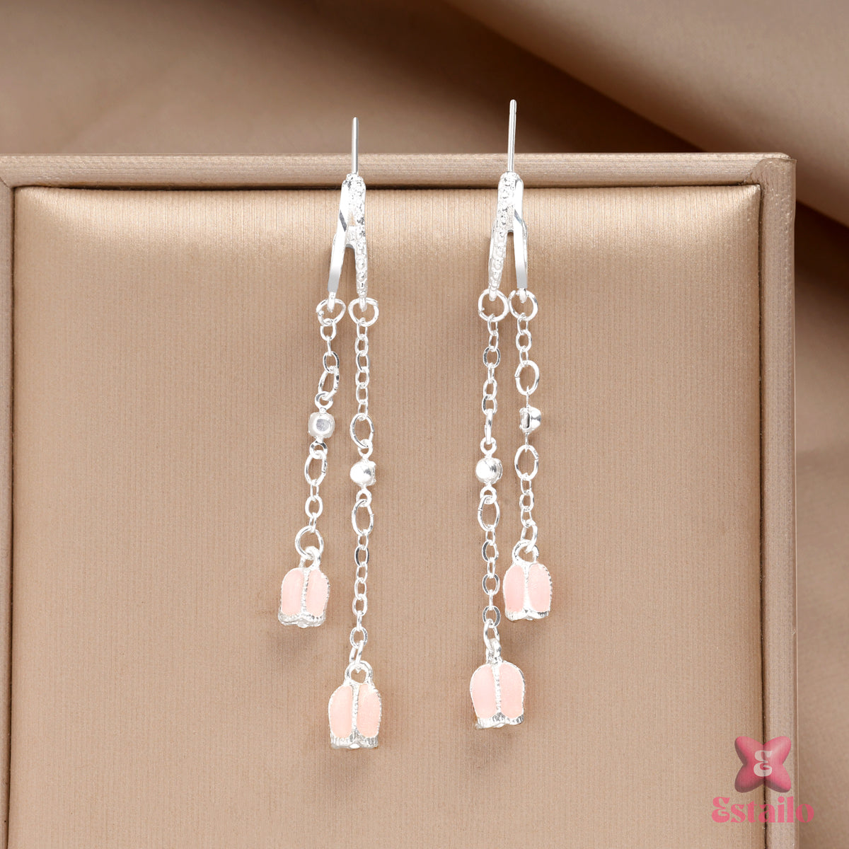 Pink Tulip Drops Earrings