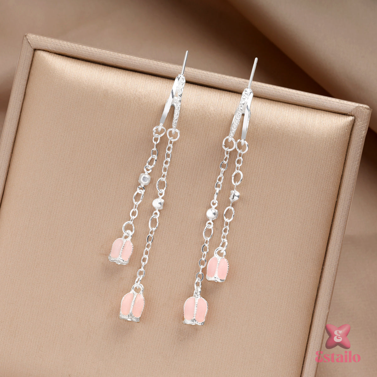 Pink Tulip Drops Earrings