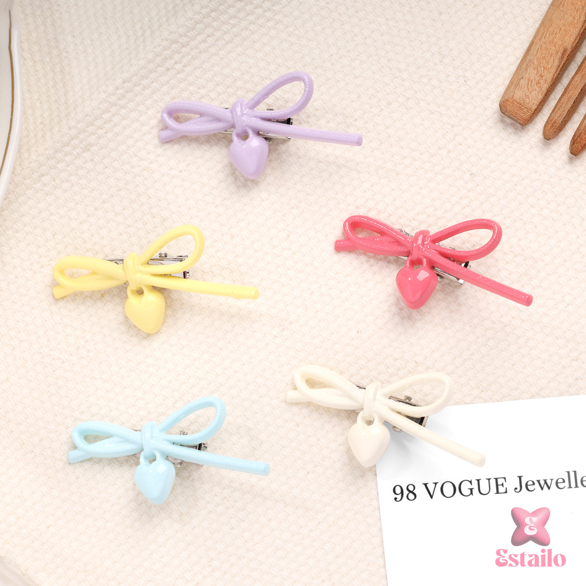 Petite Heart Bow Clip