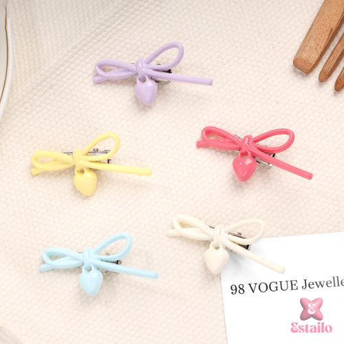 Petite Heart Bow Clip