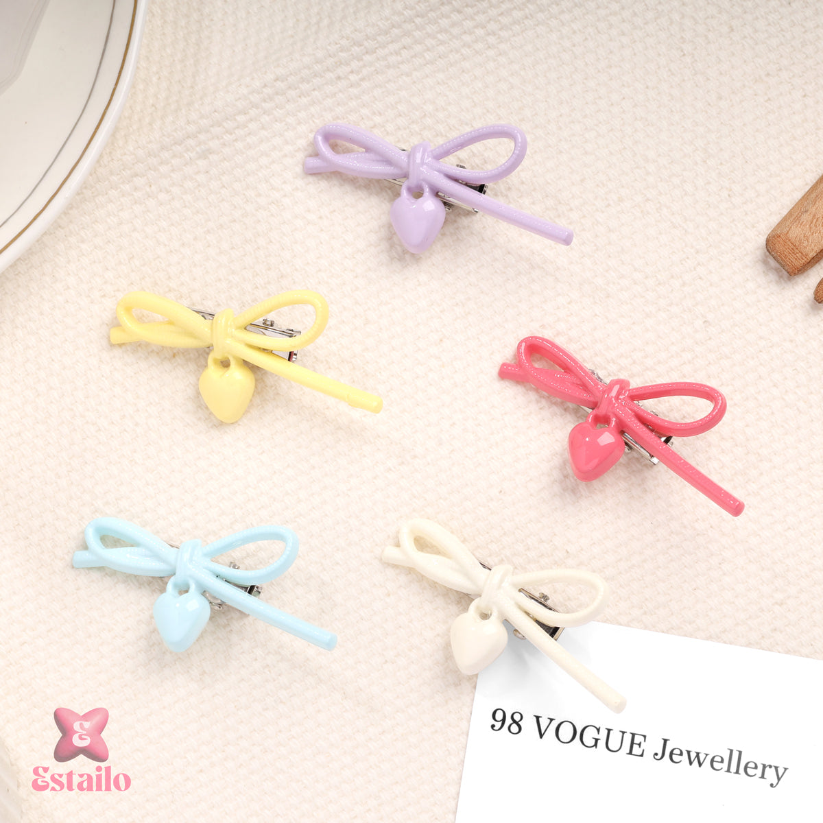 Petite Heart Bow Clip