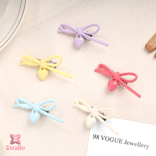 Petite Heart Bow Clip