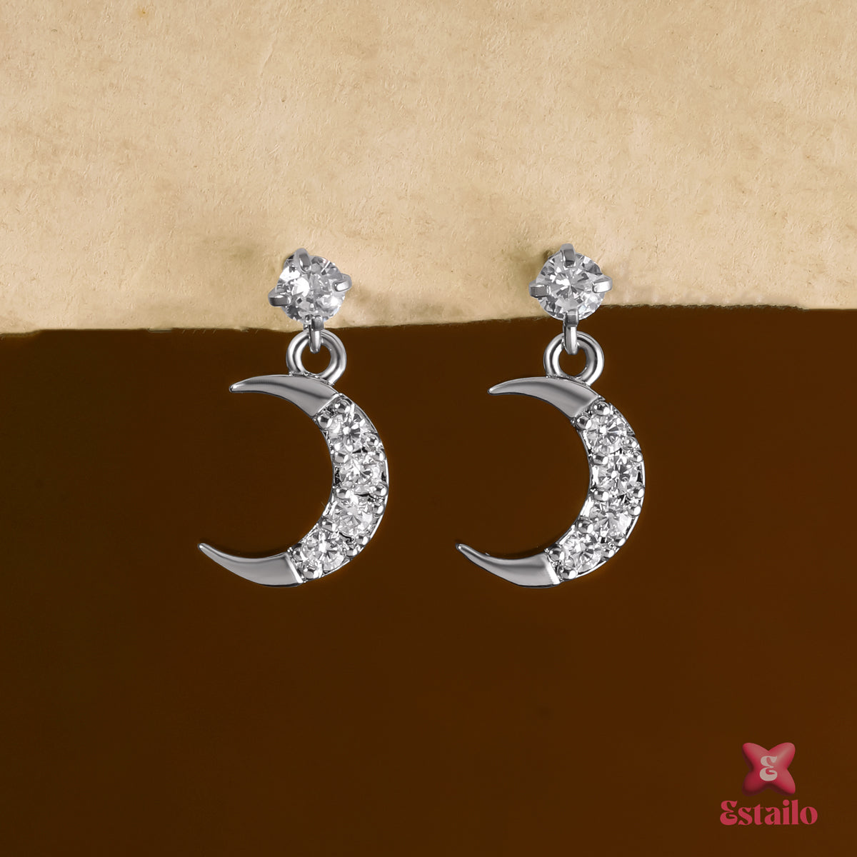 Sparkle Moon Drop Earcuff Earring (Pair)