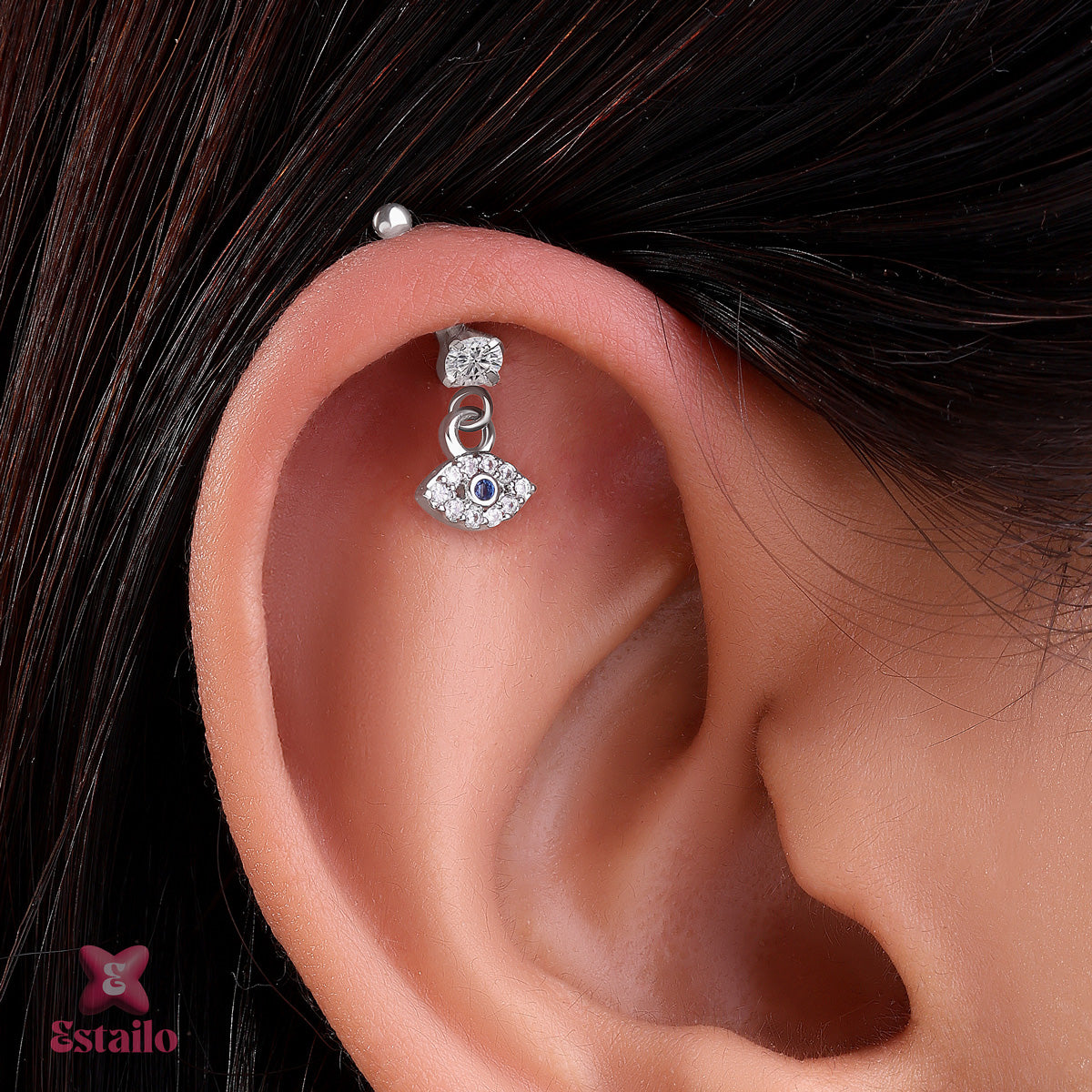 Evil Eye Helix Earcuff Earring