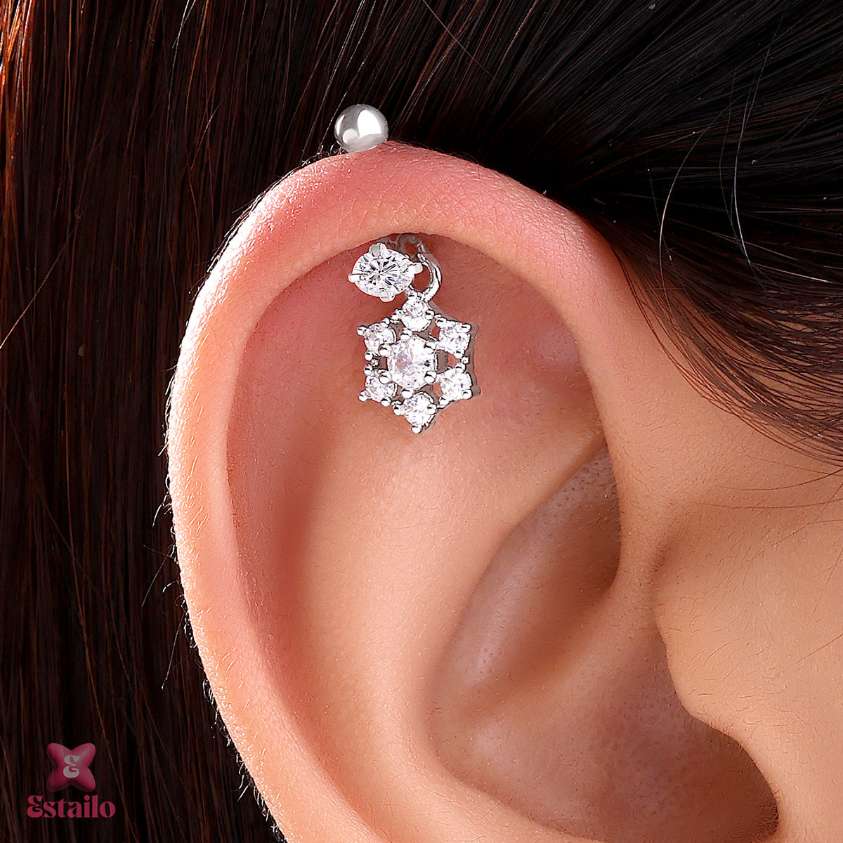 Snowflake Sparkle Drops Earring (Pair)