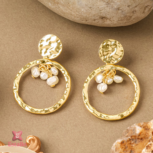 Golden Dewdrop Hoops Earrings