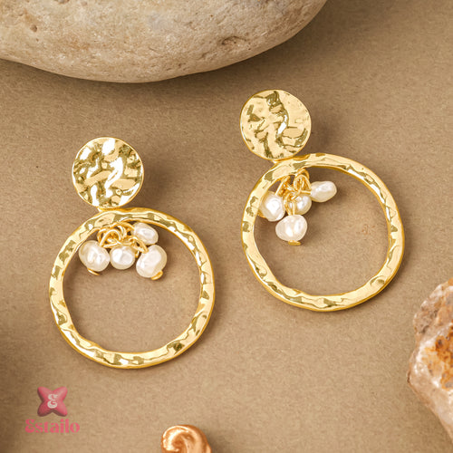 Golden Dewdrop Hoops Earrings