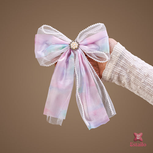Tie-Dye Tulle Hair Bow Clip