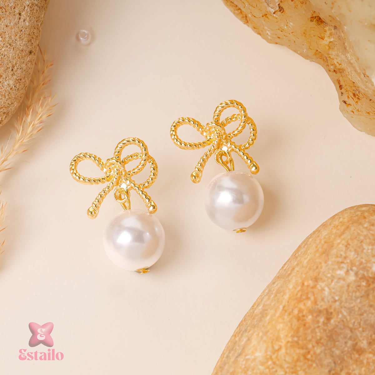 Pearl Bow Drops Earrings