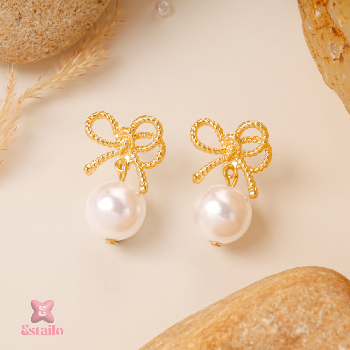 Pearl Bow Drops Earrings
