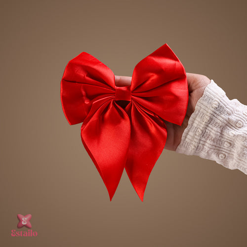 Red Satin Hair Bow Clip