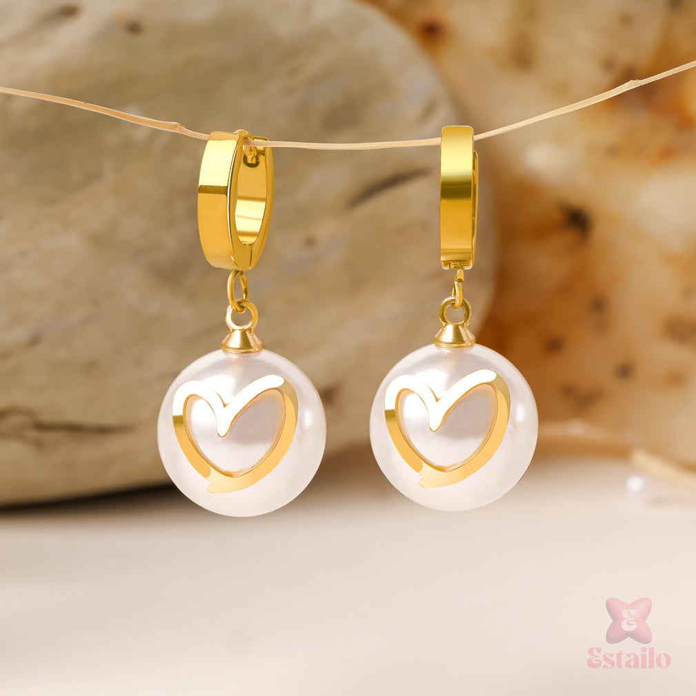 Golden Pearl Hoop Earrings