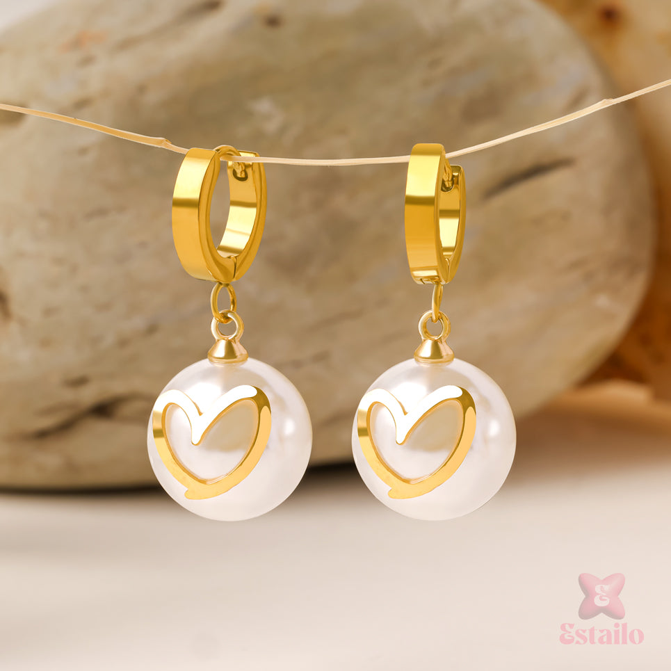 Golden Pearl Hoop Earrings