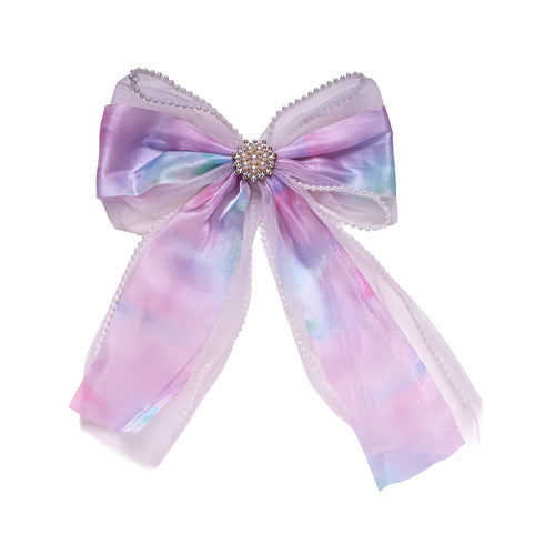 Tie-Dye Tulle Hair Bow Clip