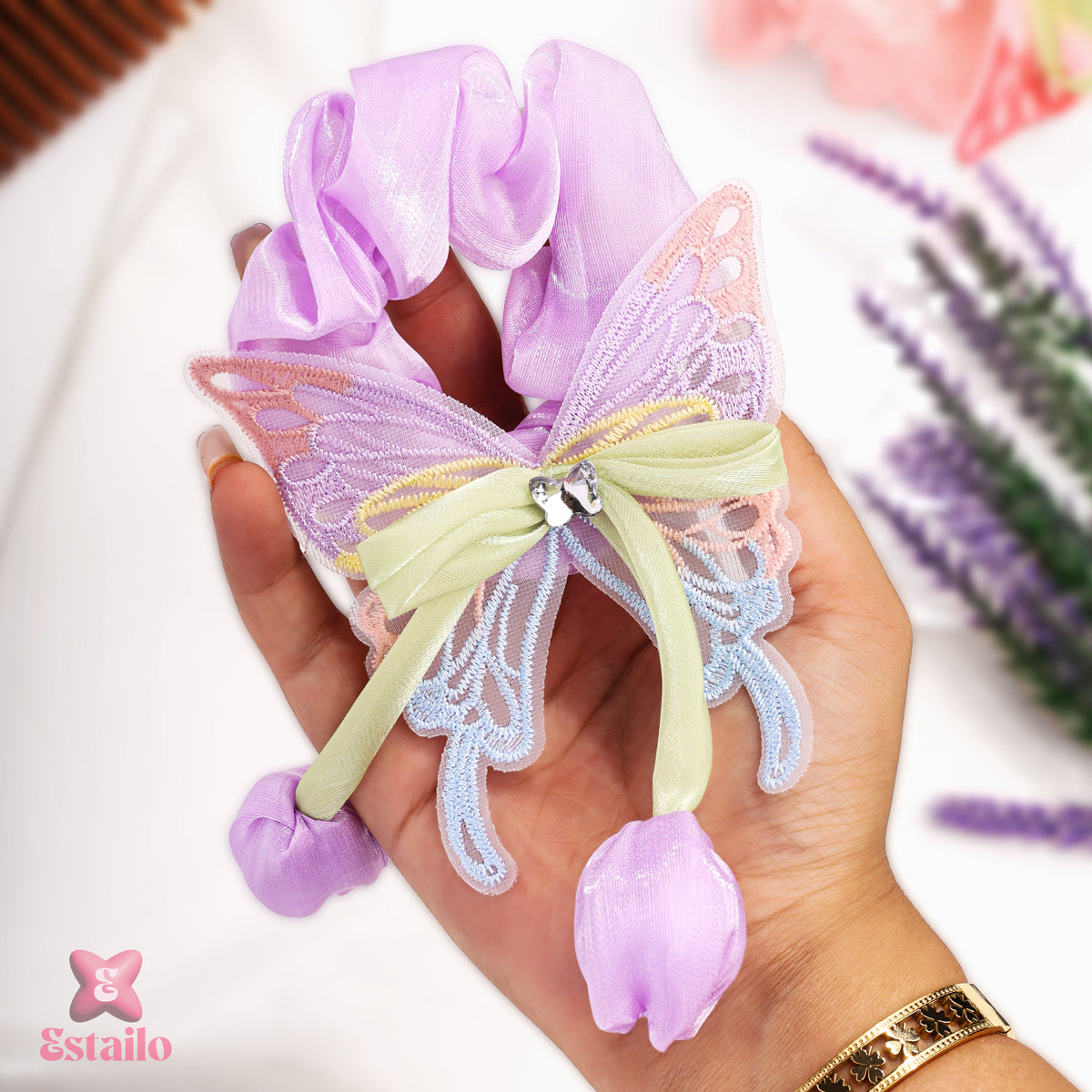 Graceful Butterfly Tulip Hair Srunchie