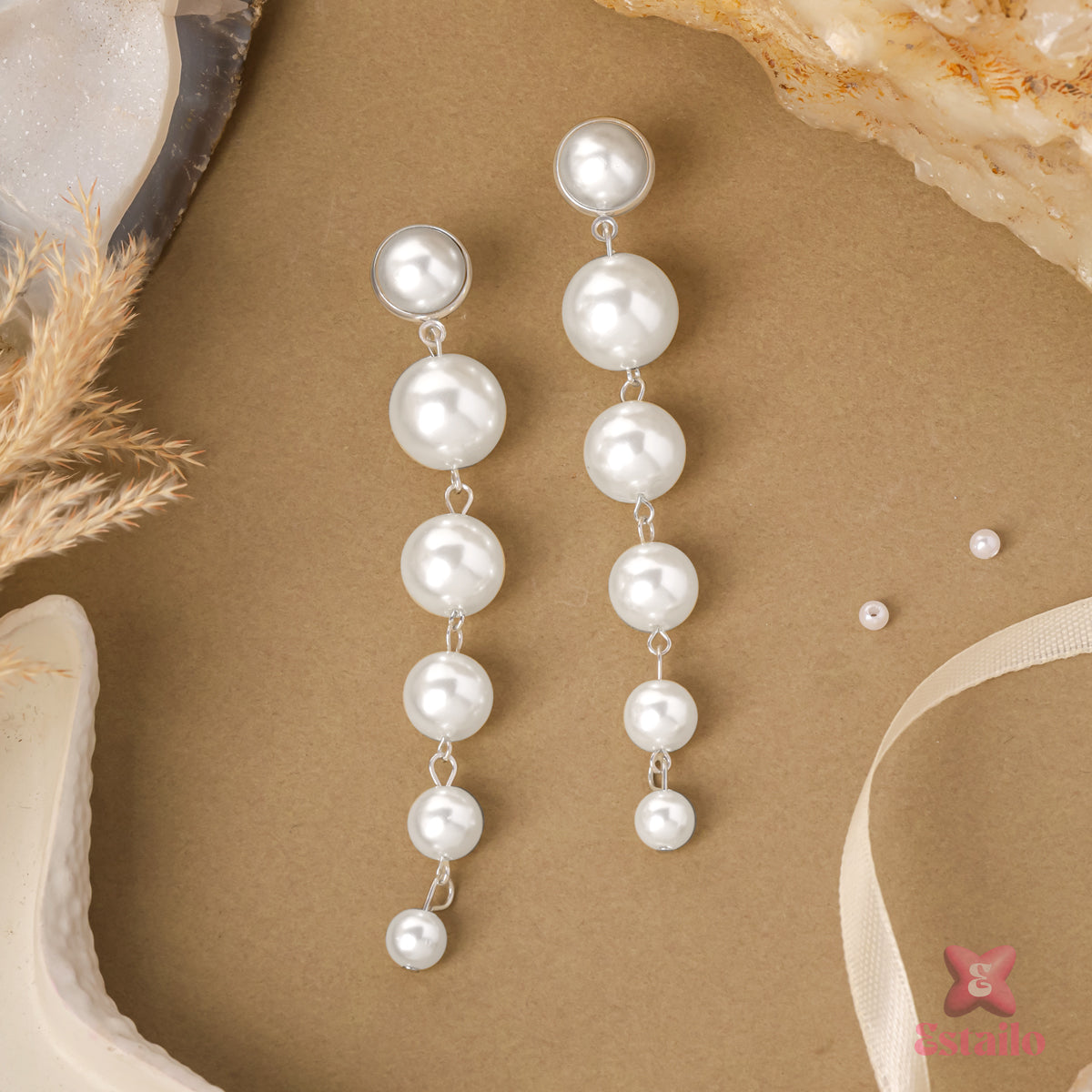 Pearl Long Drop Earrings
