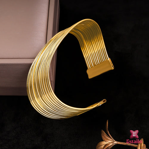 Bold Wide Coil Cuff Bracelet